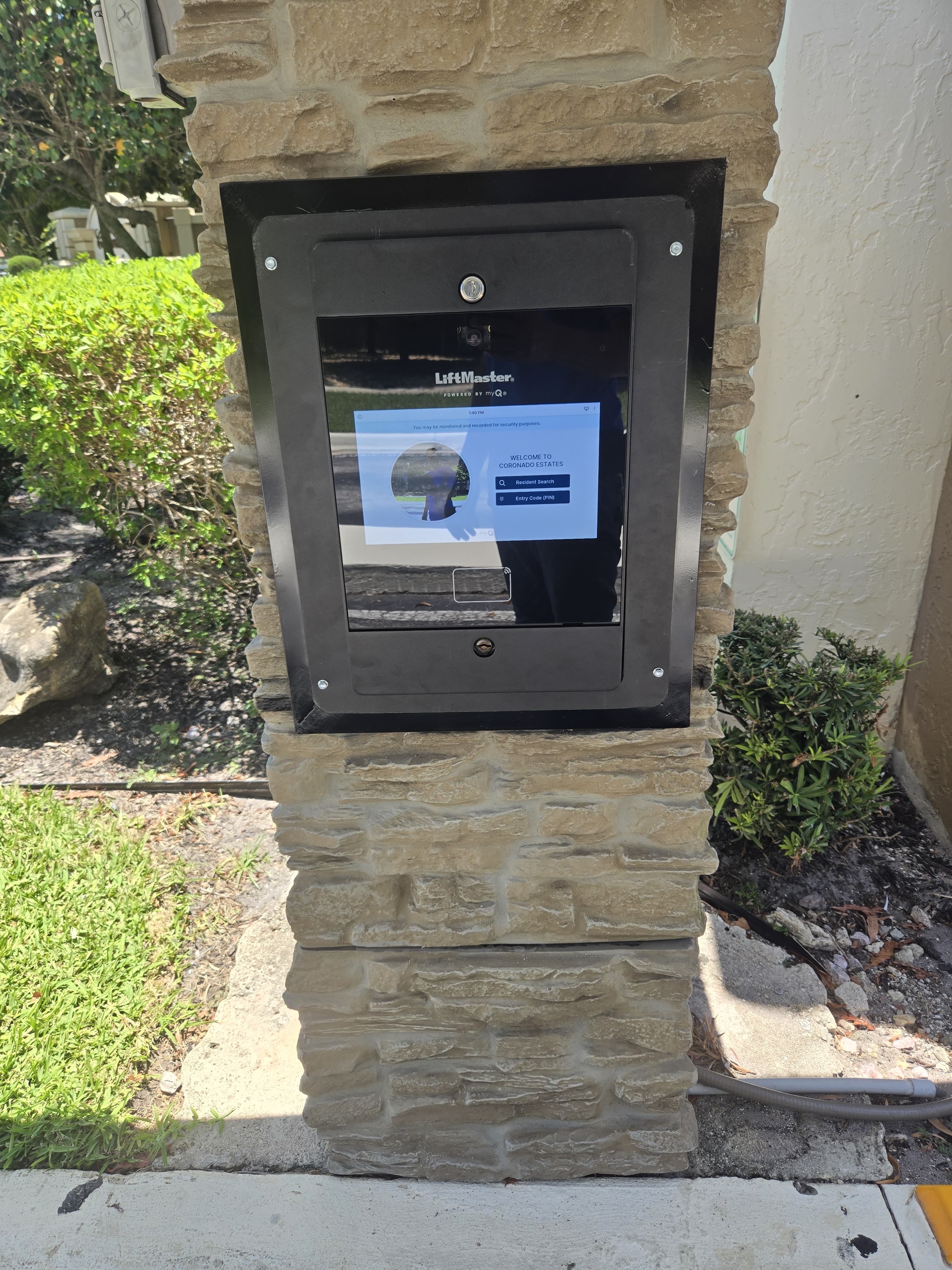 Touchscreen Telephone Entry Console in Custom Stone Monument in Palm Beach County FL