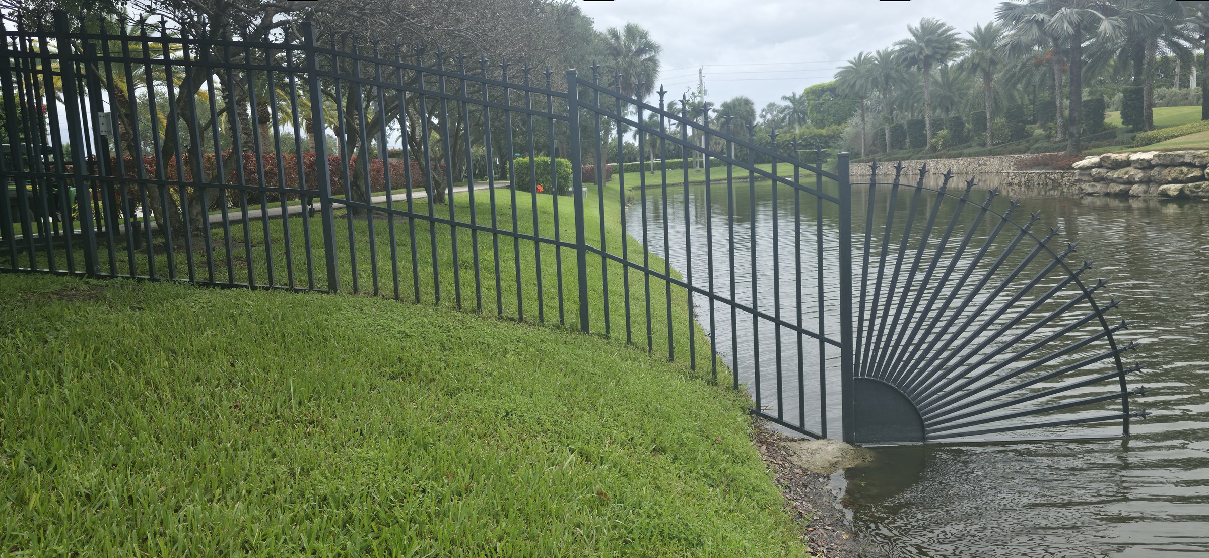 Architectural Lake Perimeter Estate Security Fencing in Delray Beach FL